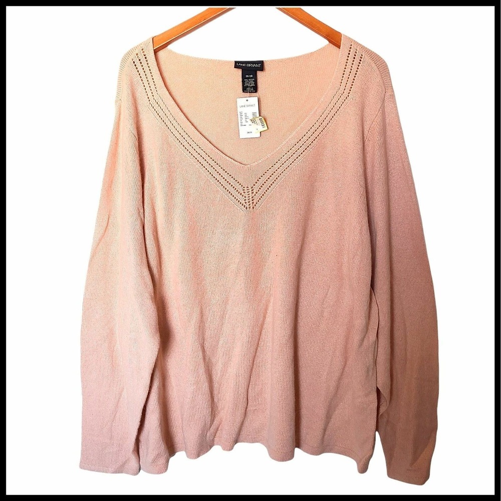 Lane Bryant Sweater V-Neck Wool Angora Cashmere Blend Plus size 26 28 NWT